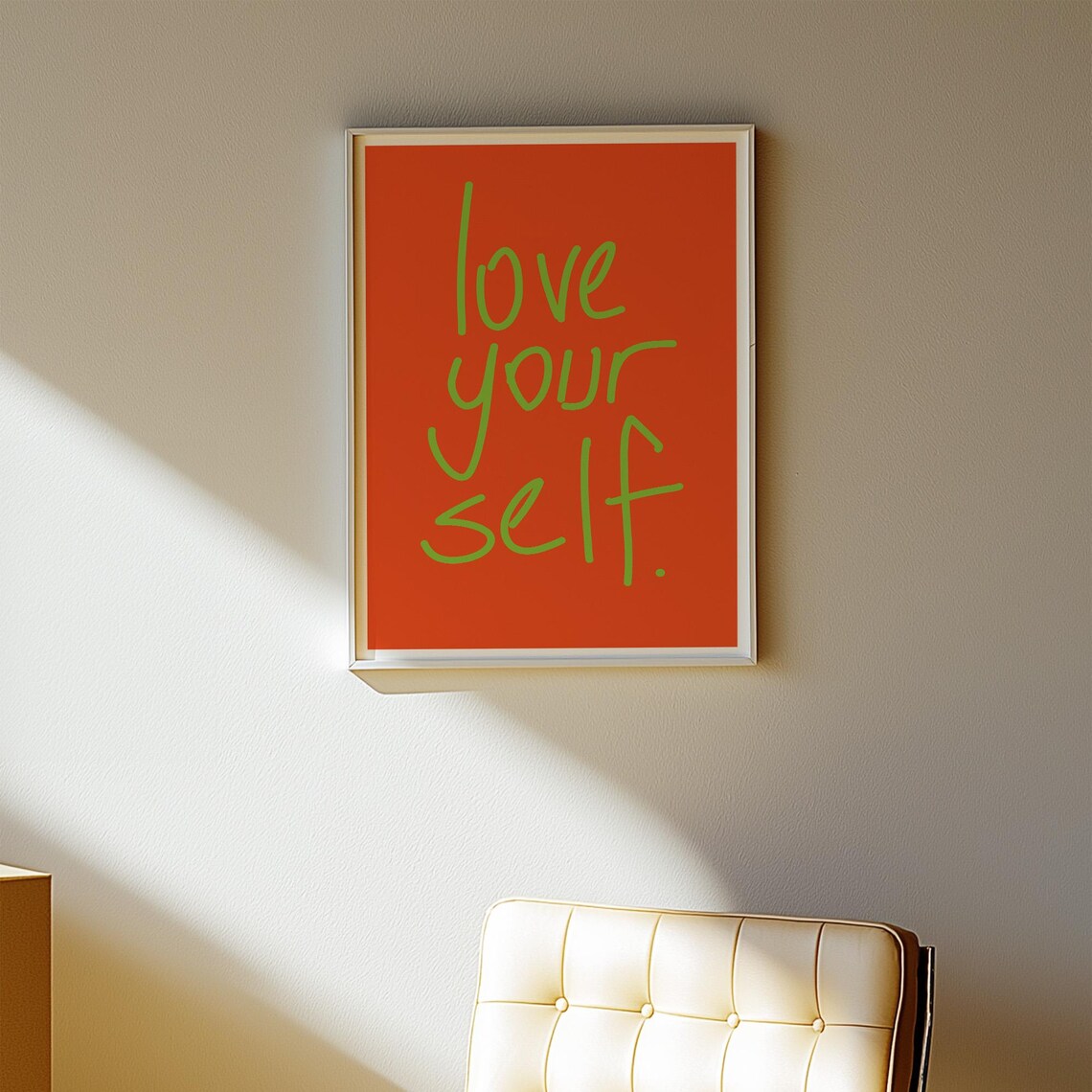 Love Your Self Orange Handwritten Affirmation Bold Color Wall Poster - Image 5