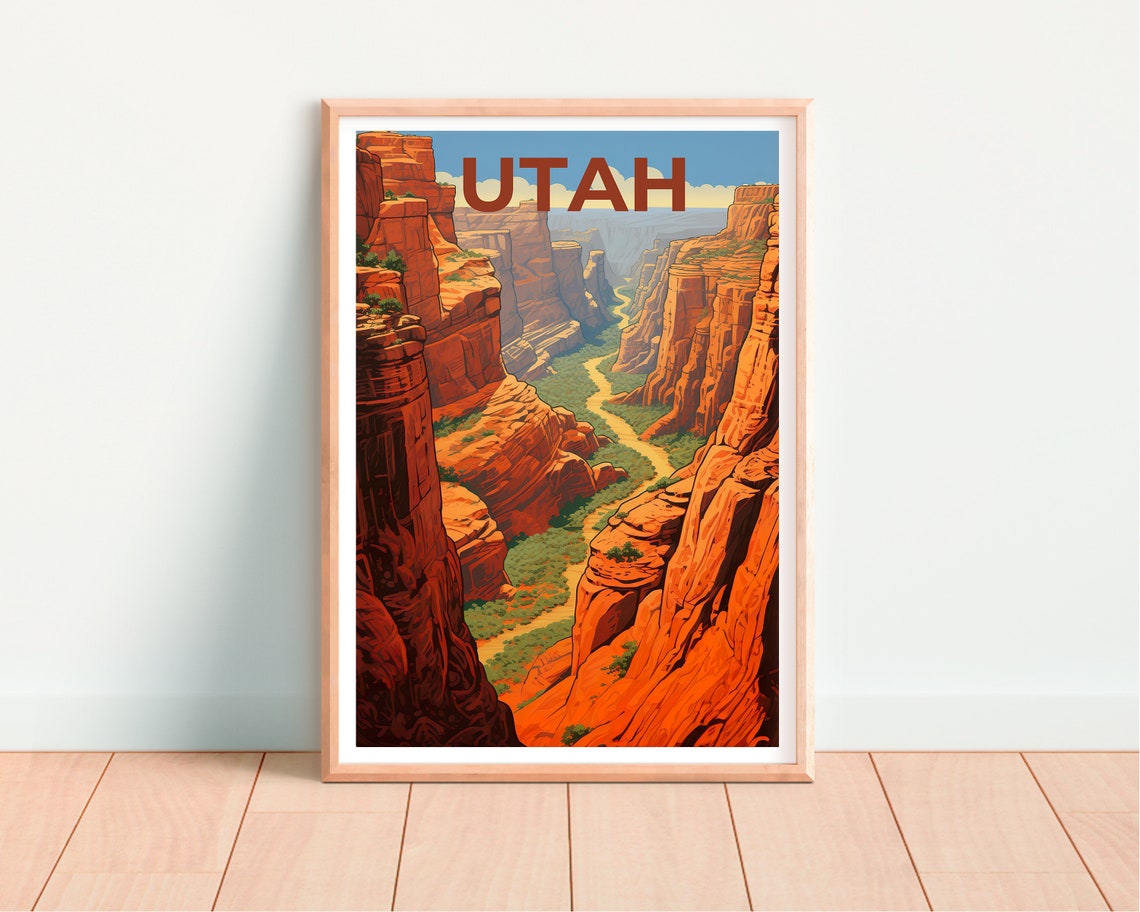 Utah Red Rock Canyon River Gorge Desert Cliffs Scenic Travel Poster - Image 4