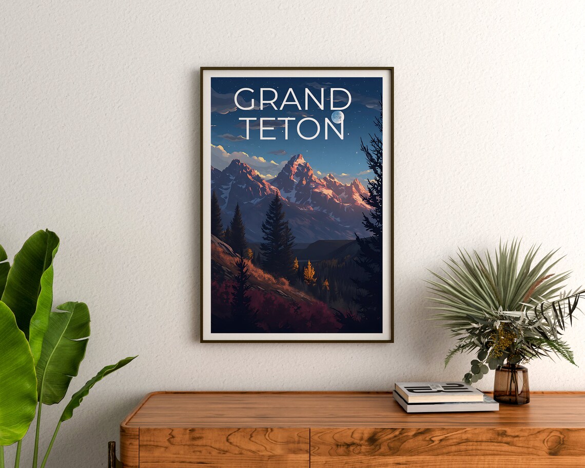 Grand Teton Travel Poster, Wyoming Wall Art Print - Image 3