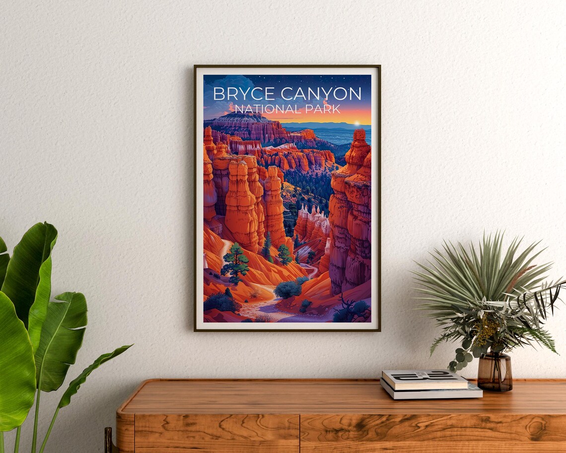 Bryce Canyon National Park Hoodoos Sunrise Red Rock View Travel Poster - Image 3