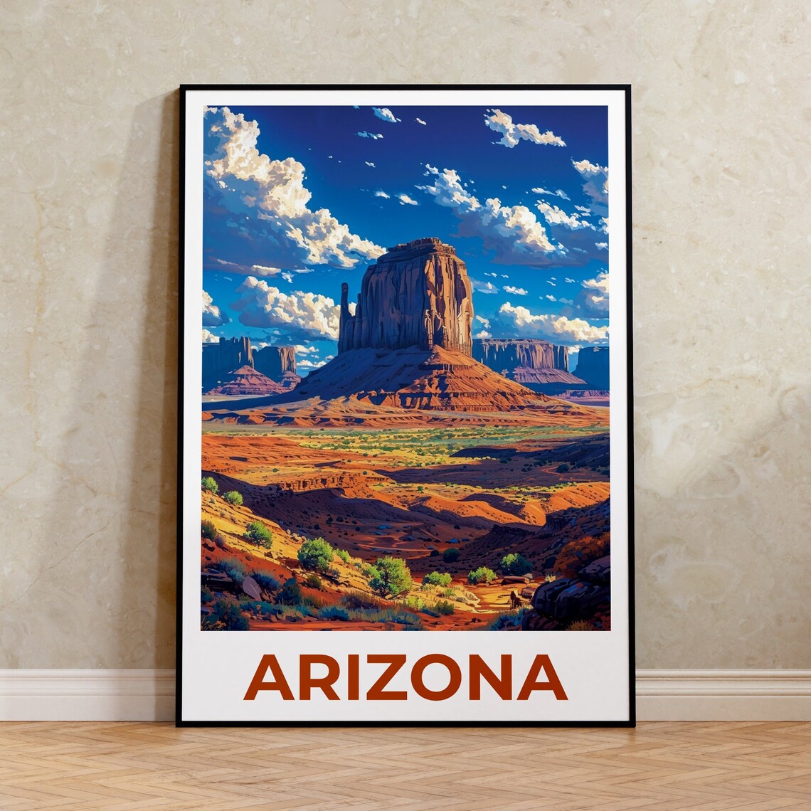 Arizona Travel Poster, Desert Nature Art Print