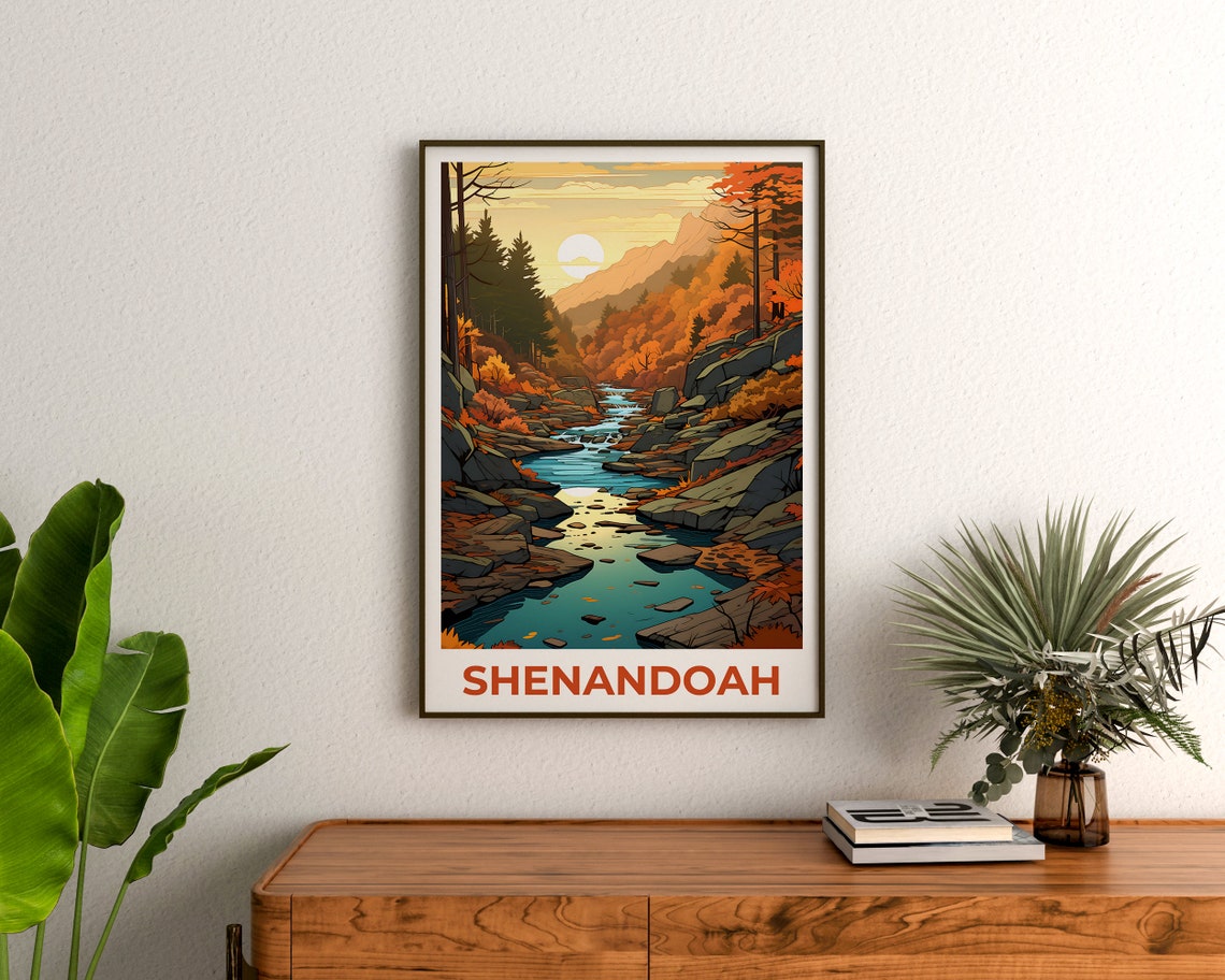 Shenandoah Virginia Autumn Stream Mountain Fall Foliage Travel Poster - Image 3