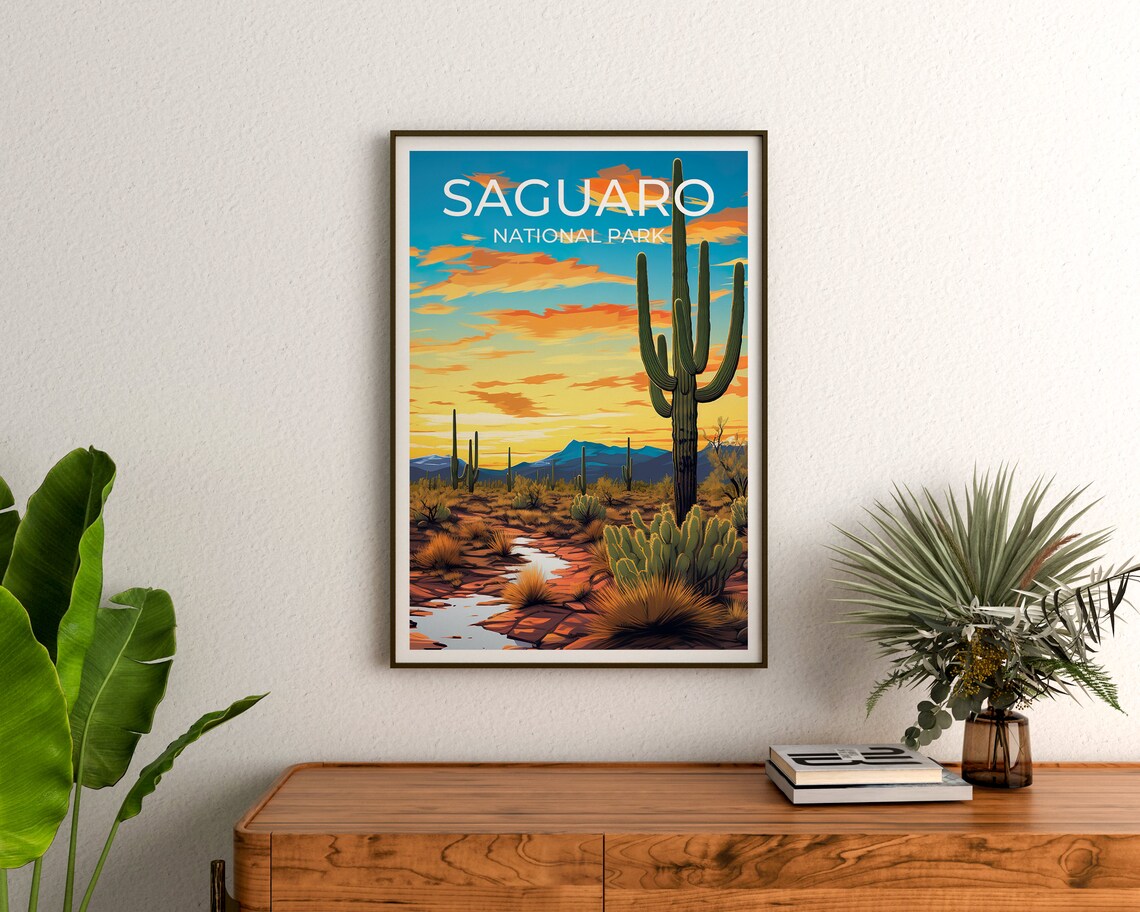 Saguaro Arizona Travel Poster, Desert Wall Art - Image 3