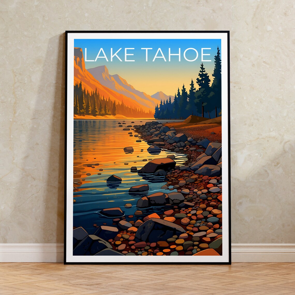 Lake Tahoe Travel Poster, California Nevada Wall Art