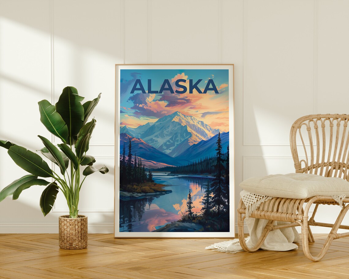 Alaska Travel Poster, Mountain Wall Art Print - Image 2