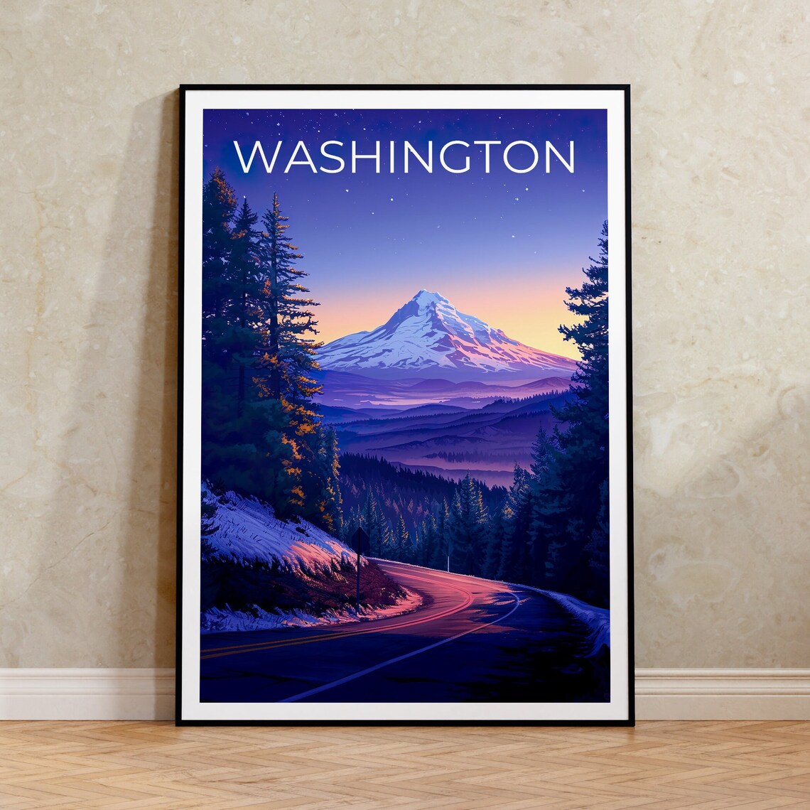 Washington State and Mount Hood Travel Poster