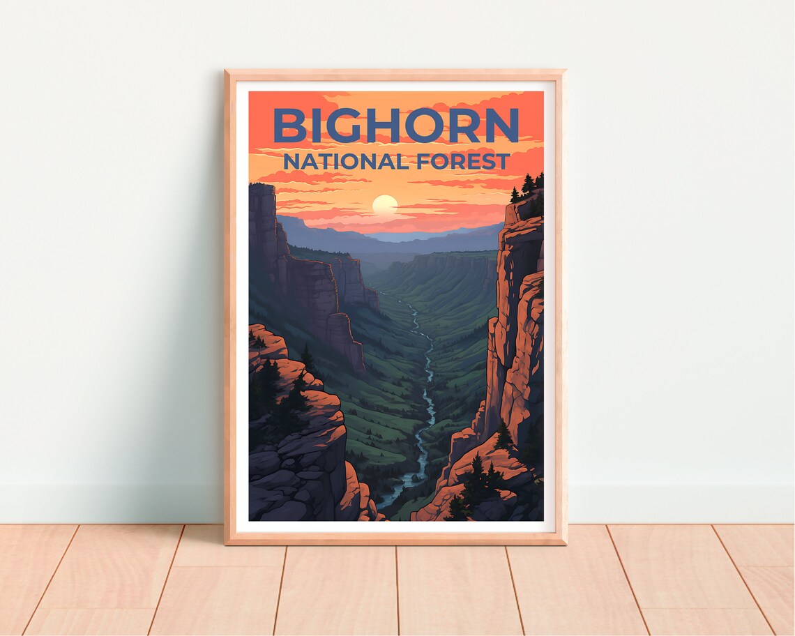 Bighorn Forest Travel Poster, Wyoming Forest Art - Image 4