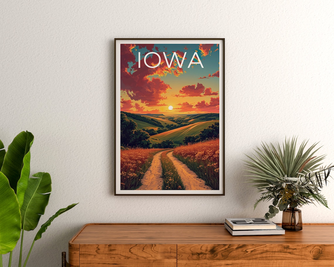 Iowa Travel Poster, Midwest Regional Wall Art Print - Image 3