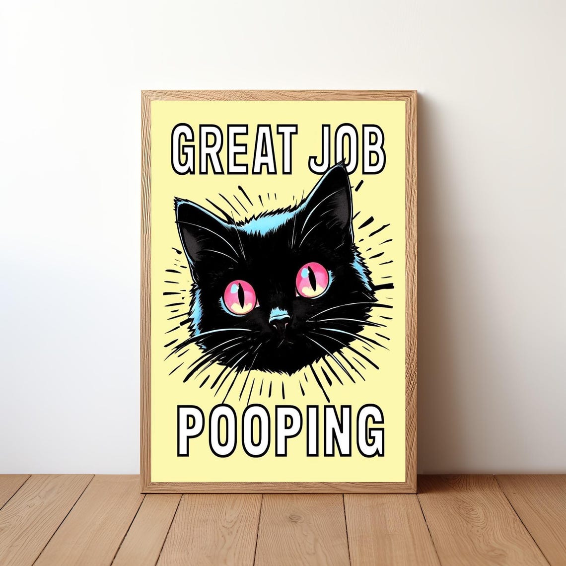 Great Job Pooping Funny Sarcastic Black Cat Bathroom Humor Poster