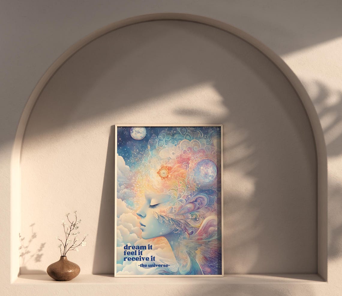 Dream It Feel It Receive It Celestial Goddess Affirmation Poster - Image 4