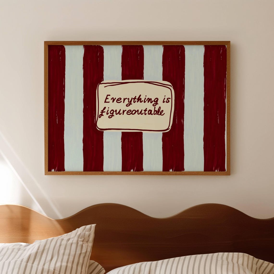 Everything Is Figureoutable Quote Red Blue Striped Typography Print