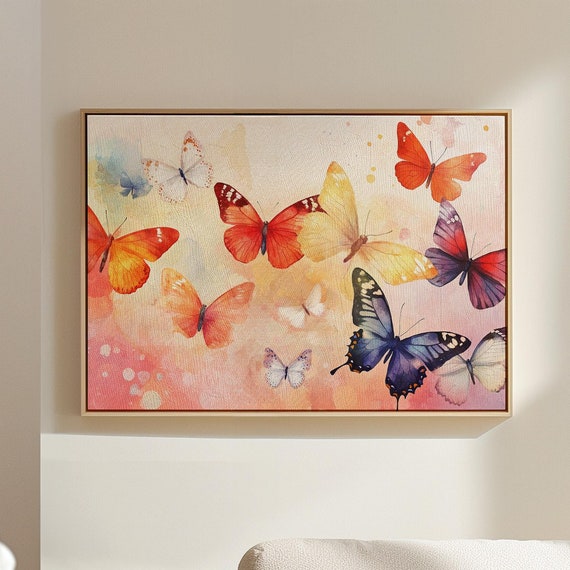 Vibrant Watercolor Butterflies In Soft Pastel Tones With Delicate Patterns On A Dreamy Background A Whimsical Nature Artwork