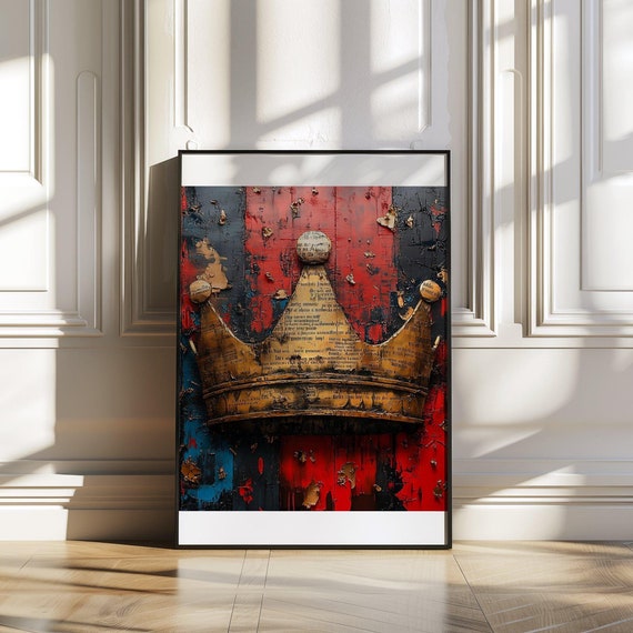 Crown Wall Art Rustic Metal And Wood Dcor Unique Handcrafted Artwork Home Dcor Bold And Colourful Statement Piece Gift Idea