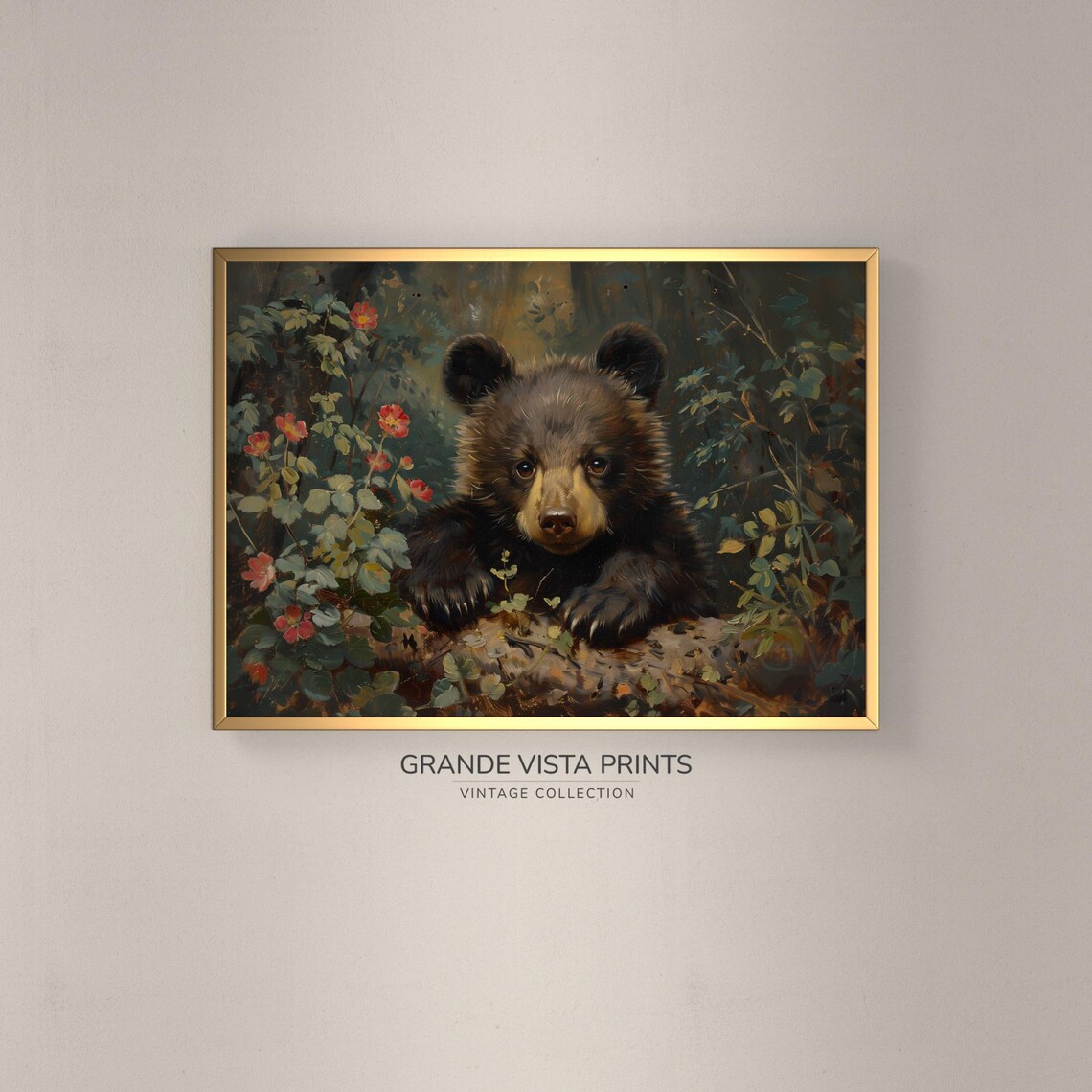 Bear Cub Wildlife Poster, Wild Animal Art Print