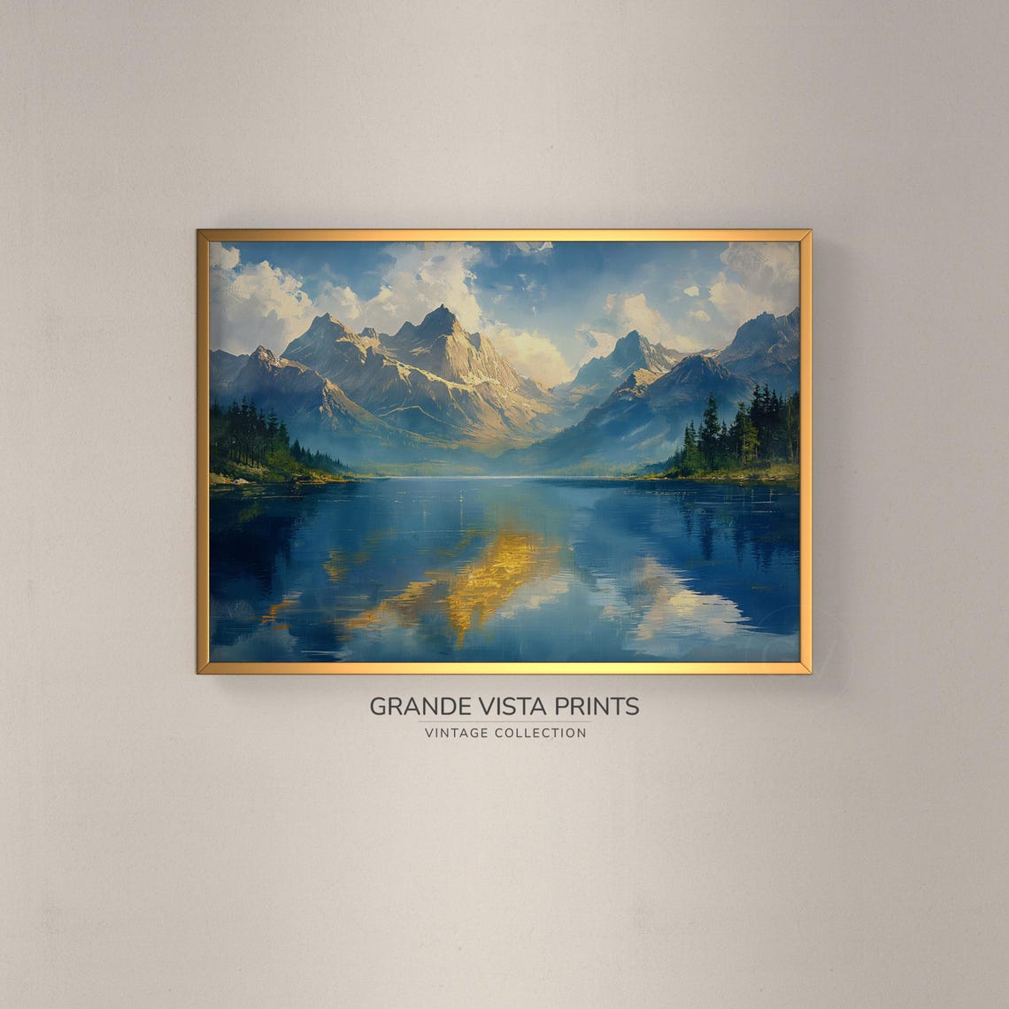 Vivid Blue Alpine Lake Perfect Mountain Reflection Sunset Poster