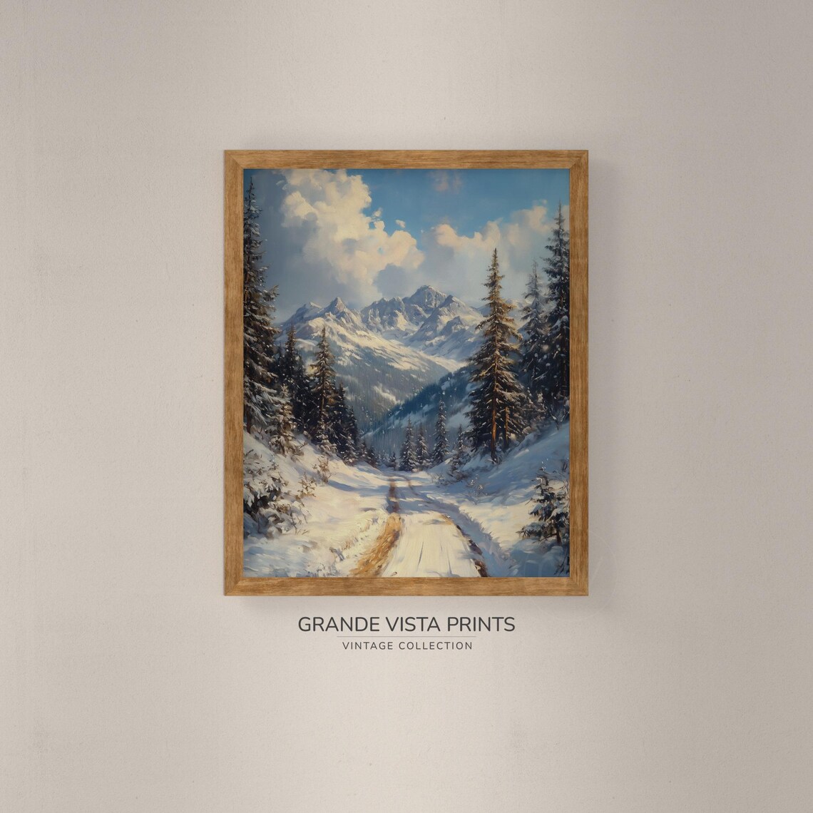 Winter Mountain Trail Wall Art Winter Mountain Landscape Painting Winter Mountain Forest Artwork Gv4766 - Image 4
