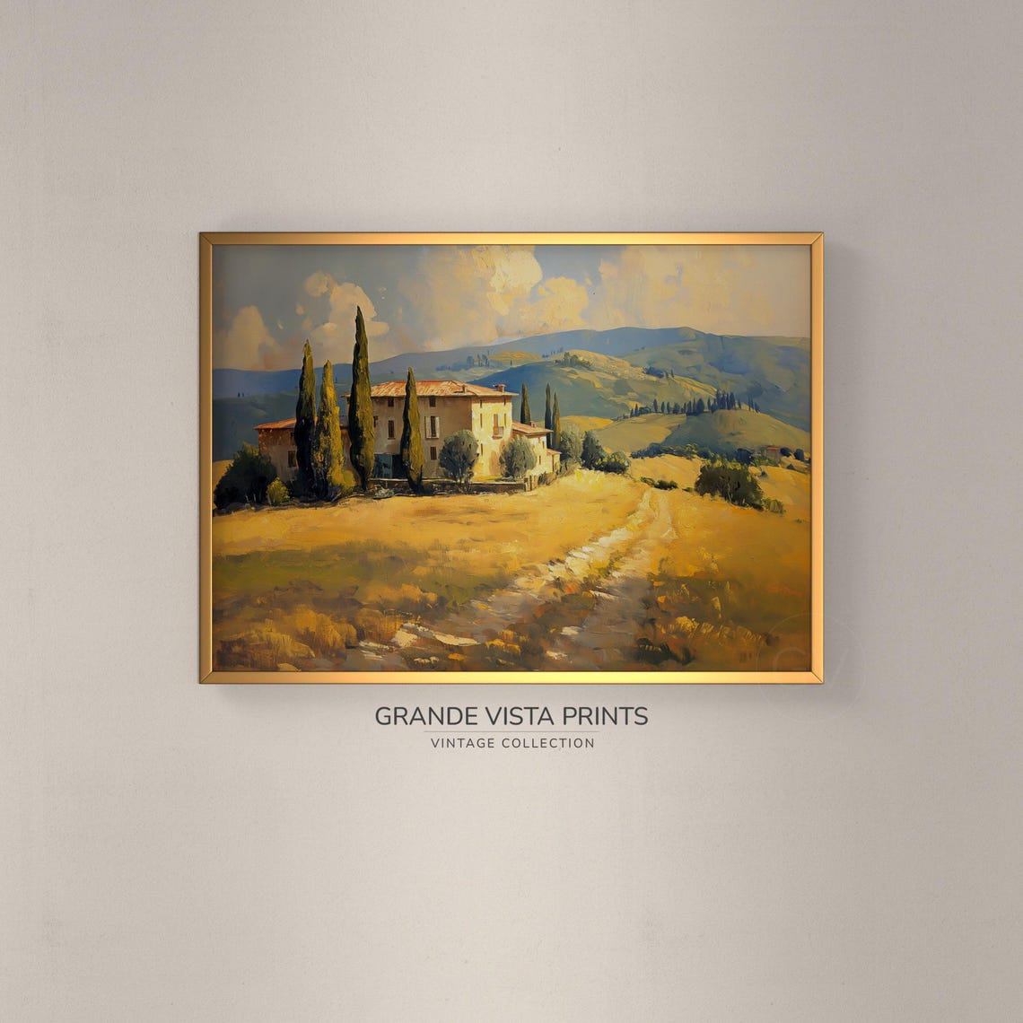 Tuscan Villa With Cypress Trees Golden Countryside Hills Italy Poster