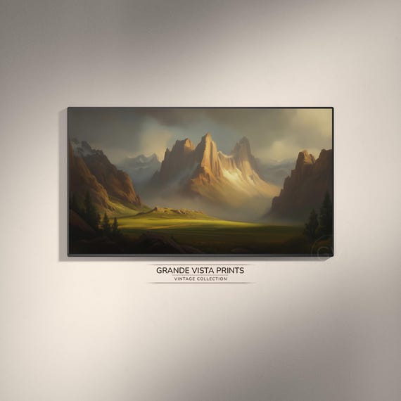 Mountain Landscape Painting Wallpaper Mountain Painting Frame Tv Artwork Gv4889