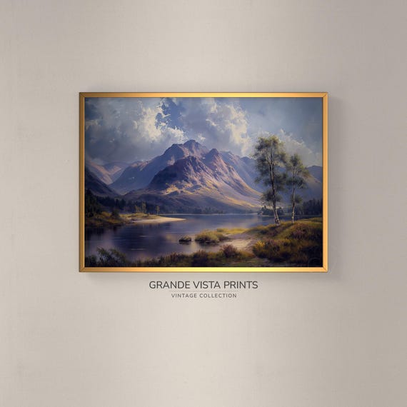 Moody Lake Shore Landscape Painting Wall Art Gv4067