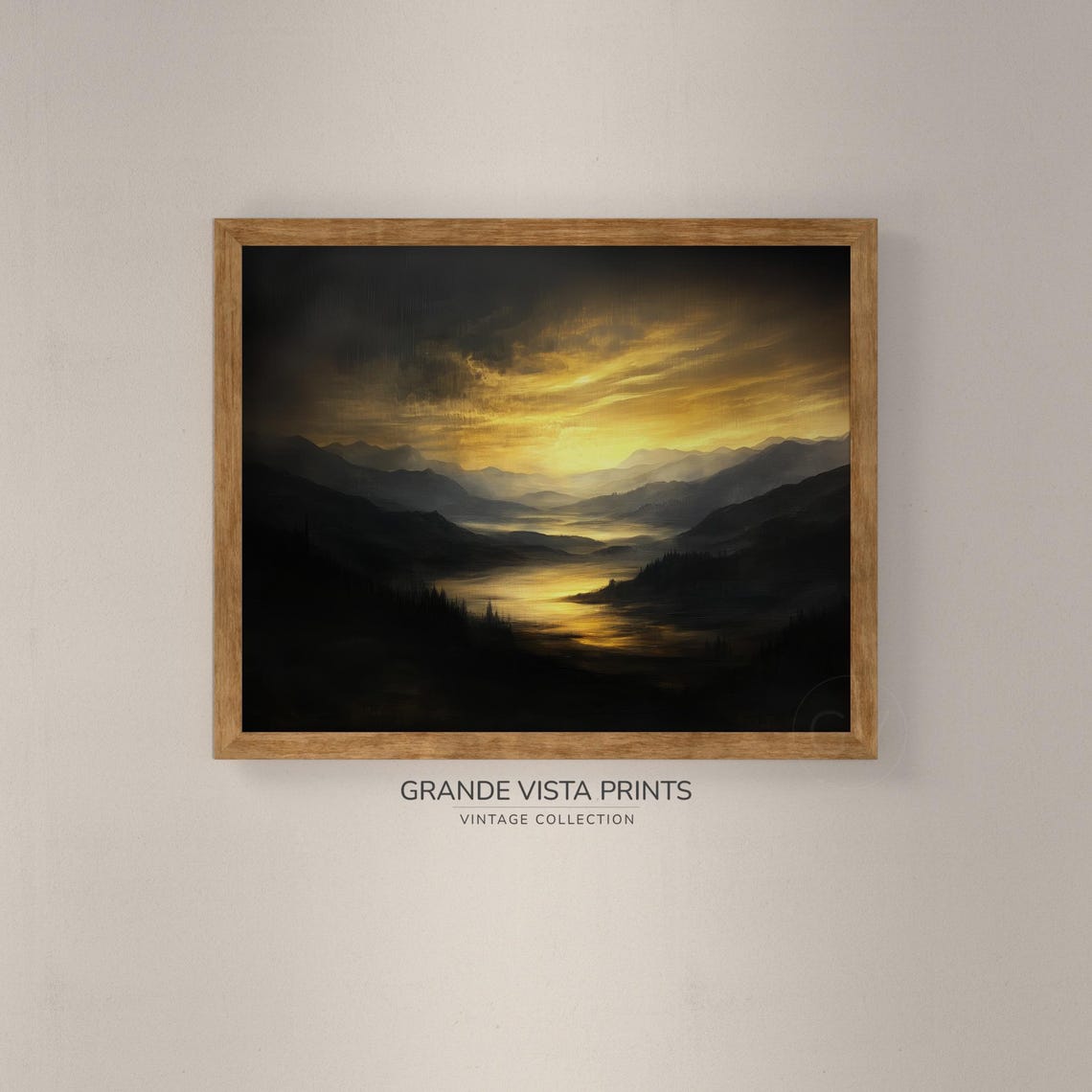 Dark Mountain Valley Landscape Wall Art Dark River Landscape Painting Gv4562 - Image 4