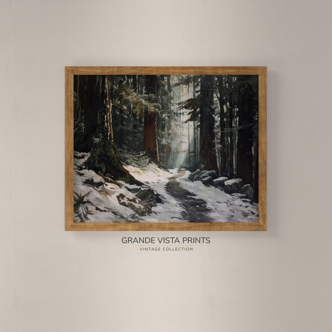Winter Forest Trail Landscape Painting - Image 4
