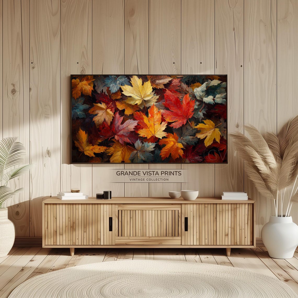 Maple Leaves Pile Dark Moody Autumn Fall Foliage Painting Poster - Image 2