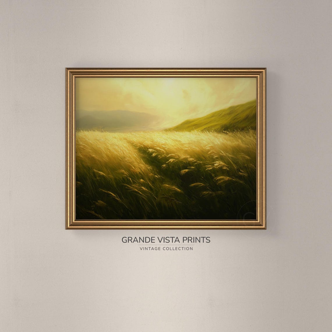 Golden Wheat Field Sunset Glow Amber Prairie Evening Landscape Poster - Image 3
