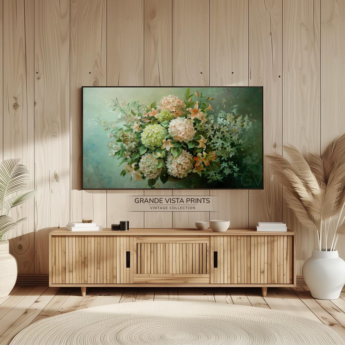 Green Flower Painting Frame Tv Art Green Flower Still Life Green Floral Wallpaper Green Floral Artwork Floral Tv Artwork Gv4273 - Image 2
