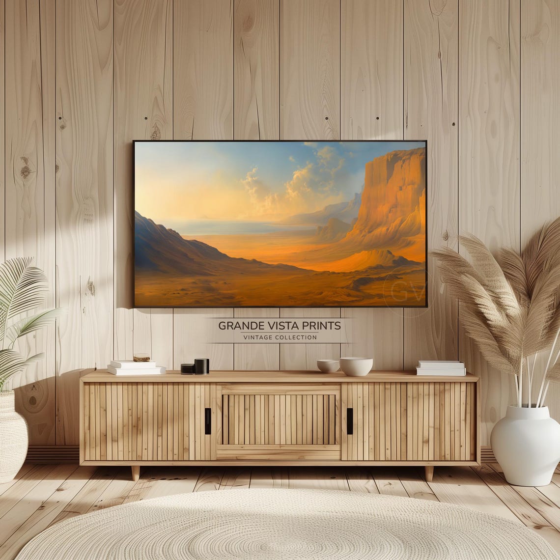 Golden Desert Canyon Sunset Red Rock Cliffs Landscape Poster - Image 2