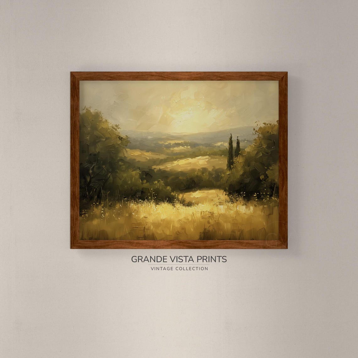 Golden Summer Countryside Sunlit Wheat Field Hazy Valley Italy Poster - Image 4