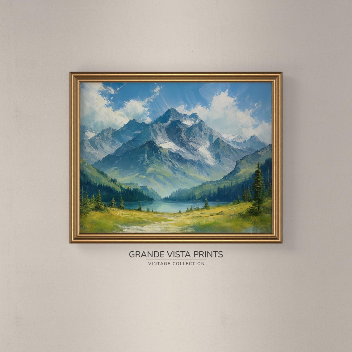 Spring Mountain Lake Landscape Painting Mountain Artwork Gv4029 - Image 3