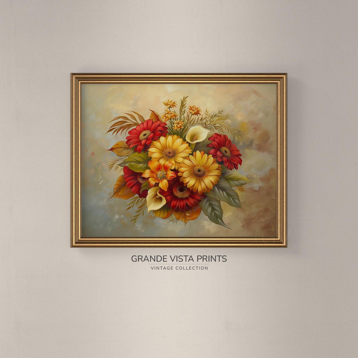 Red Yellow Orange Gerbera Daisy Calla Lily Bouquet Floral Poster - Image 3