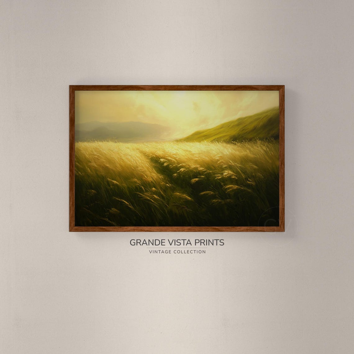 Golden Wheat Field Sunset Glow Amber Prairie Evening Landscape Poster - Image 2
