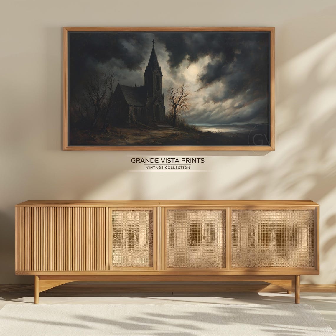 Gothic Church Stormy Night Moon Clouds Dark Halloween Poster - Image 4