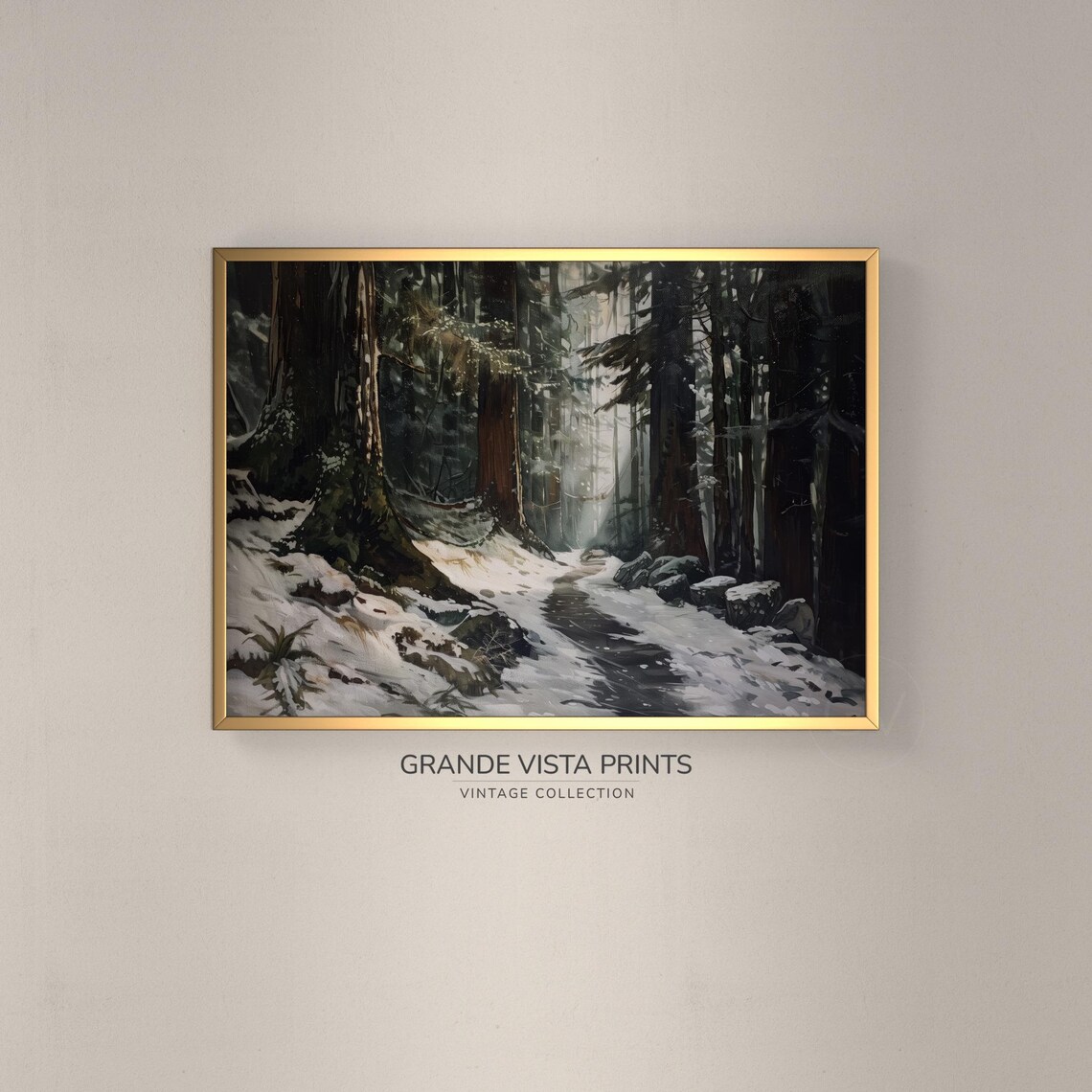 Winter Forest Trail Landscape Painting