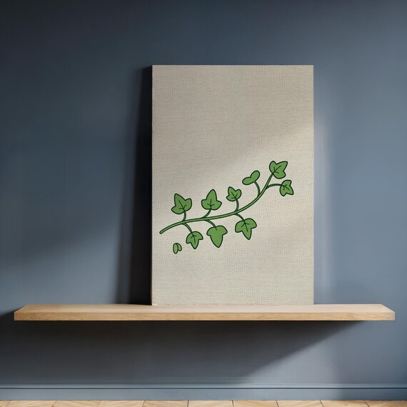 Minimalist Ivy Vine Botanical Line Art Green Wall Decor Poster