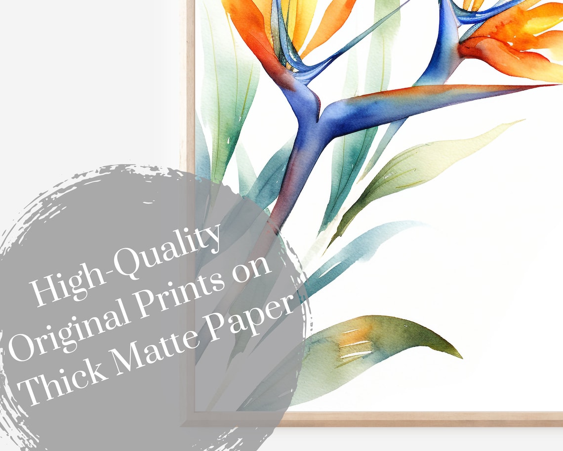 Watercolor Bird of Paradise Art Print, Tropical Decor - Image 3