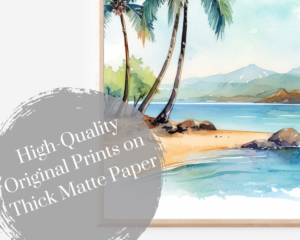 Watercolor Tropical Palm Tree Art Print, Coastal Escape - Image 3