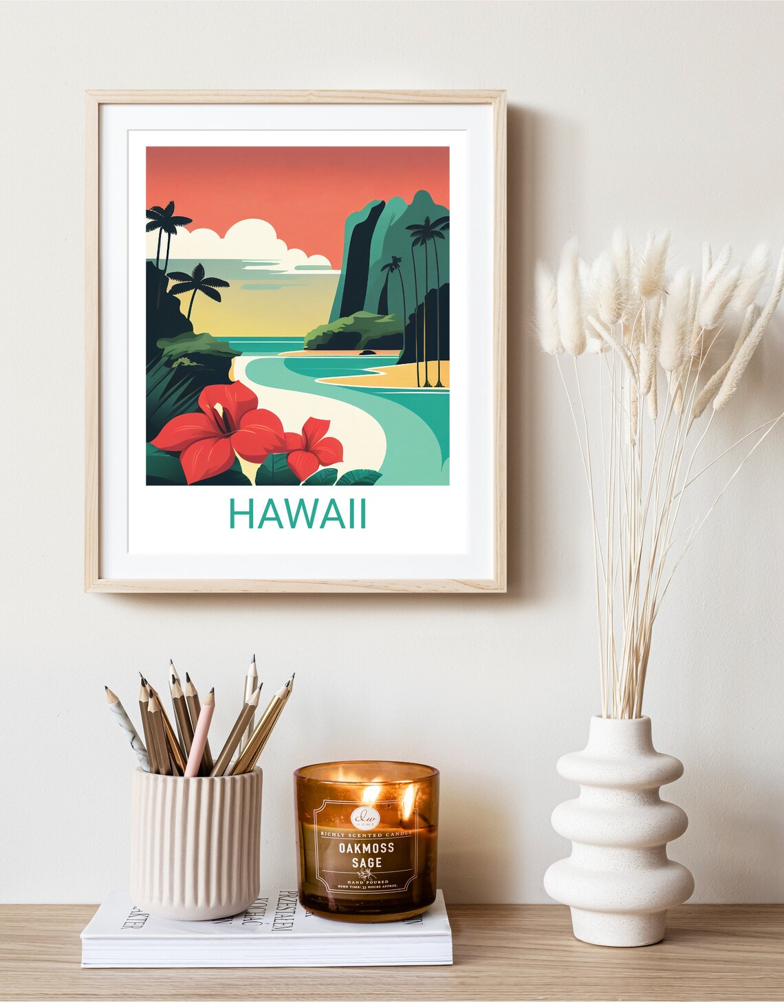 Hawaii Minimalist Travel Poster, Boho Island Art - Image 3