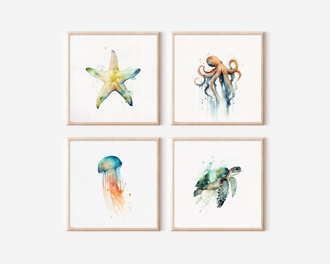 Sea Turtle Watercolor, Minimalist Coastal Art Print - Image 3