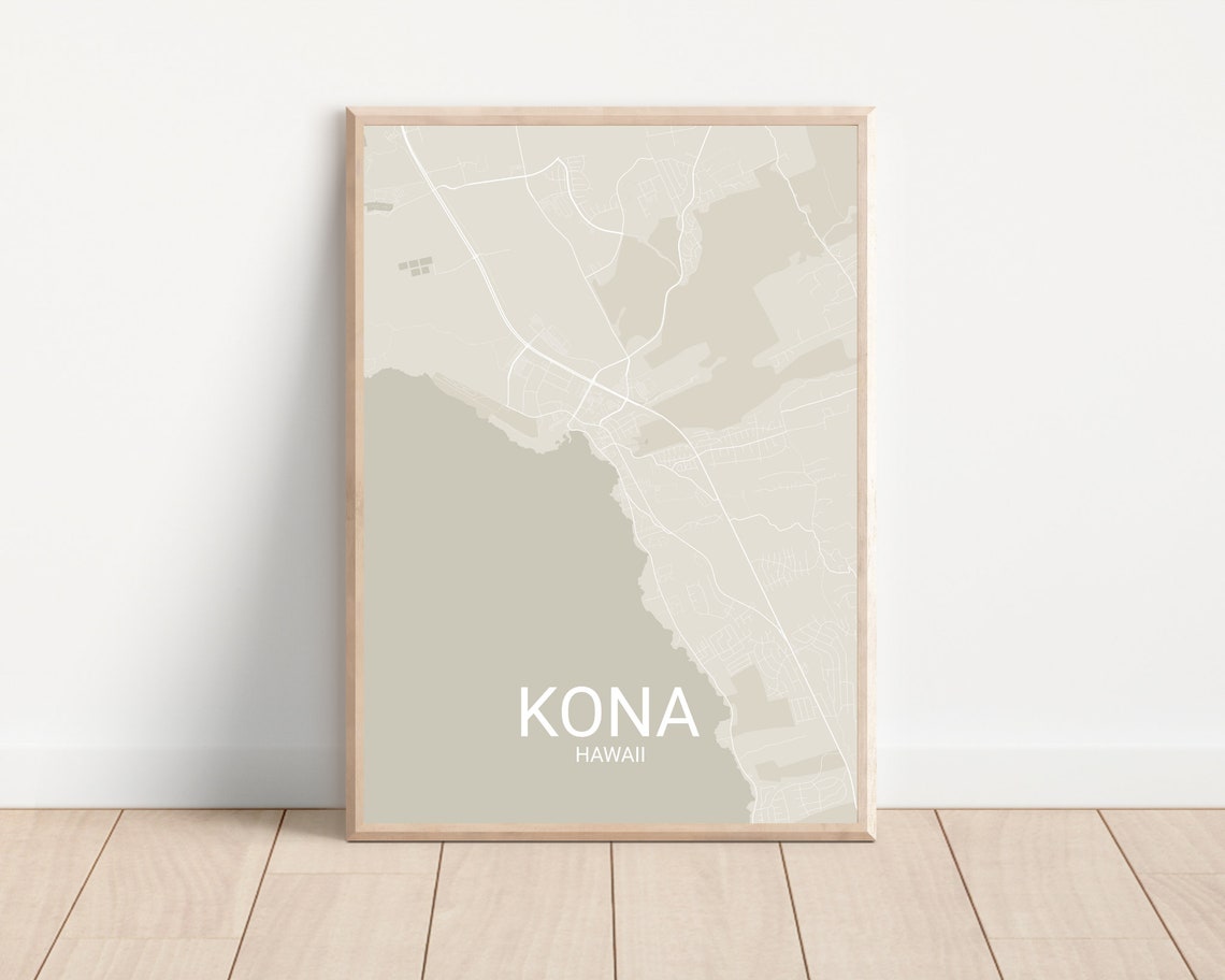 Kona Map Print Kona Travel Map Map Of Hawaii Hawaiian Gifts Hawaii Gifts Wedding Gifts Anniversary Gifts Valentine Gifts - Image 4