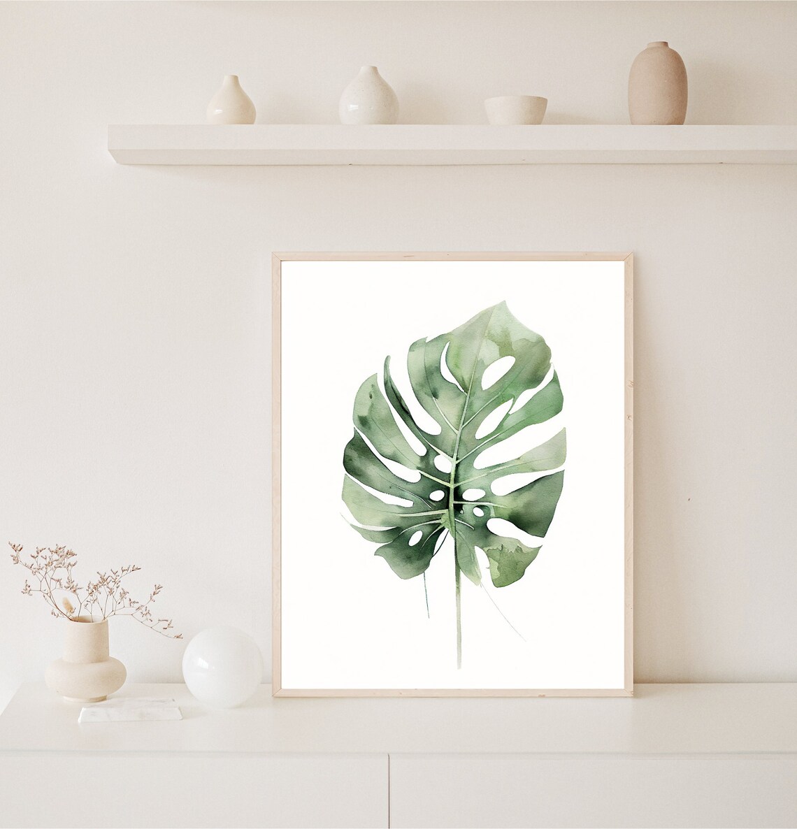 Monstera Watercolor Tropical Plant Leaf Art Print - Image 3