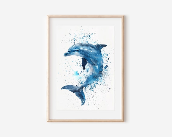 Dolphin Watercolor Print Animal Artwork Minimalist Art Nursery Art Bathroom Artwork Watercolor Animal Coastal Artwork Dolphin Decor