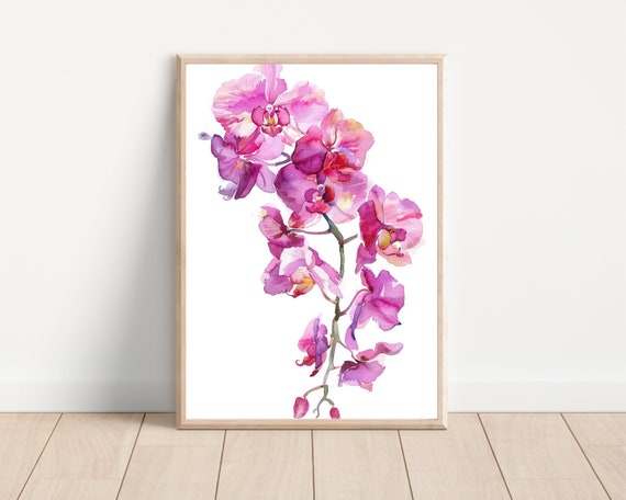 Watercolor Orchid Print Flower Decor Orchid Artwork Hawaii Gift Ideas For Her Boho Wall Art Flower Paintings Tropical Wall Decor