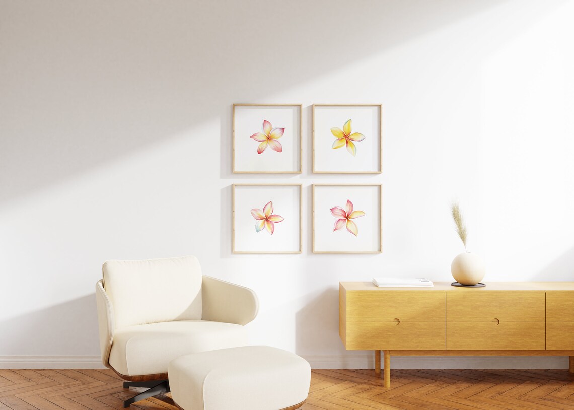 Hawaii Plumeria Watercolor Art Print for Home - Image 2