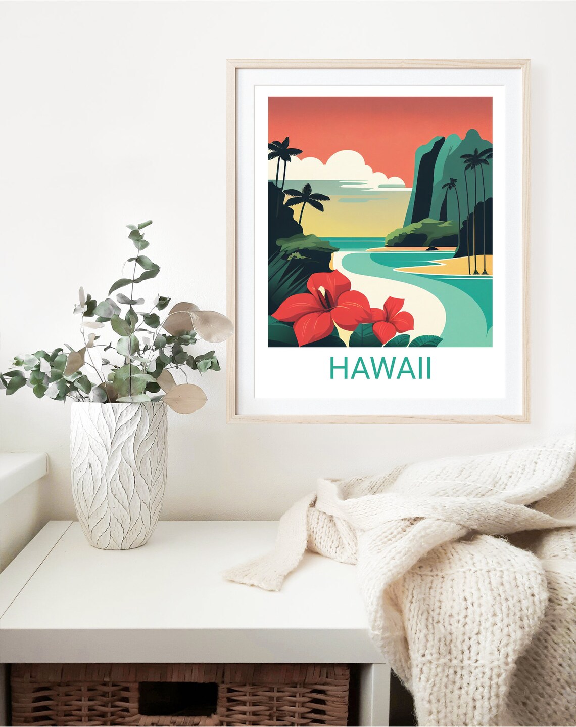 Hawaii Minimalist Travel Poster, Boho Island Art - Image 2