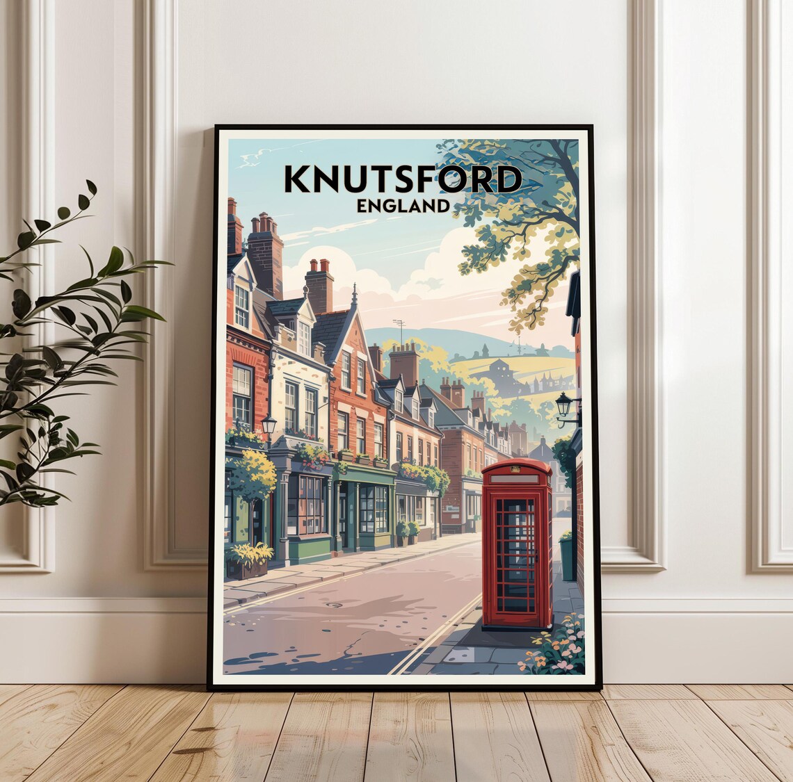 Knutsford England Red Phone Booth Historic Street Travel Poster