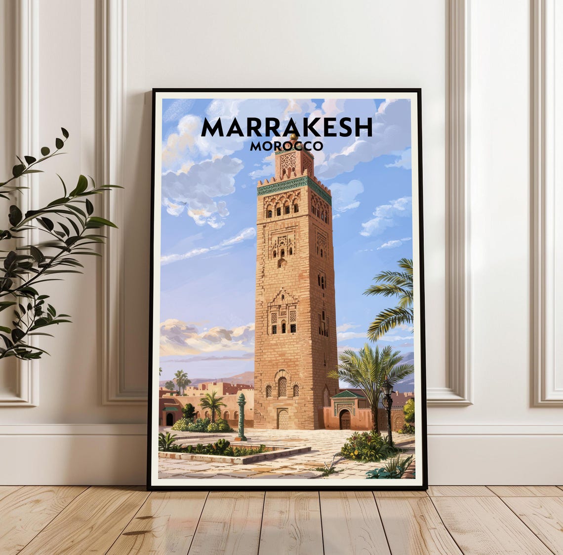 Marrakesh Morocco Koutoubia Mosque Minaret Classic Travel Poster