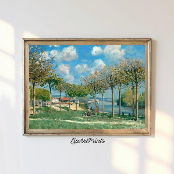 Sunny Riverside Stroll Impressionist Landscape