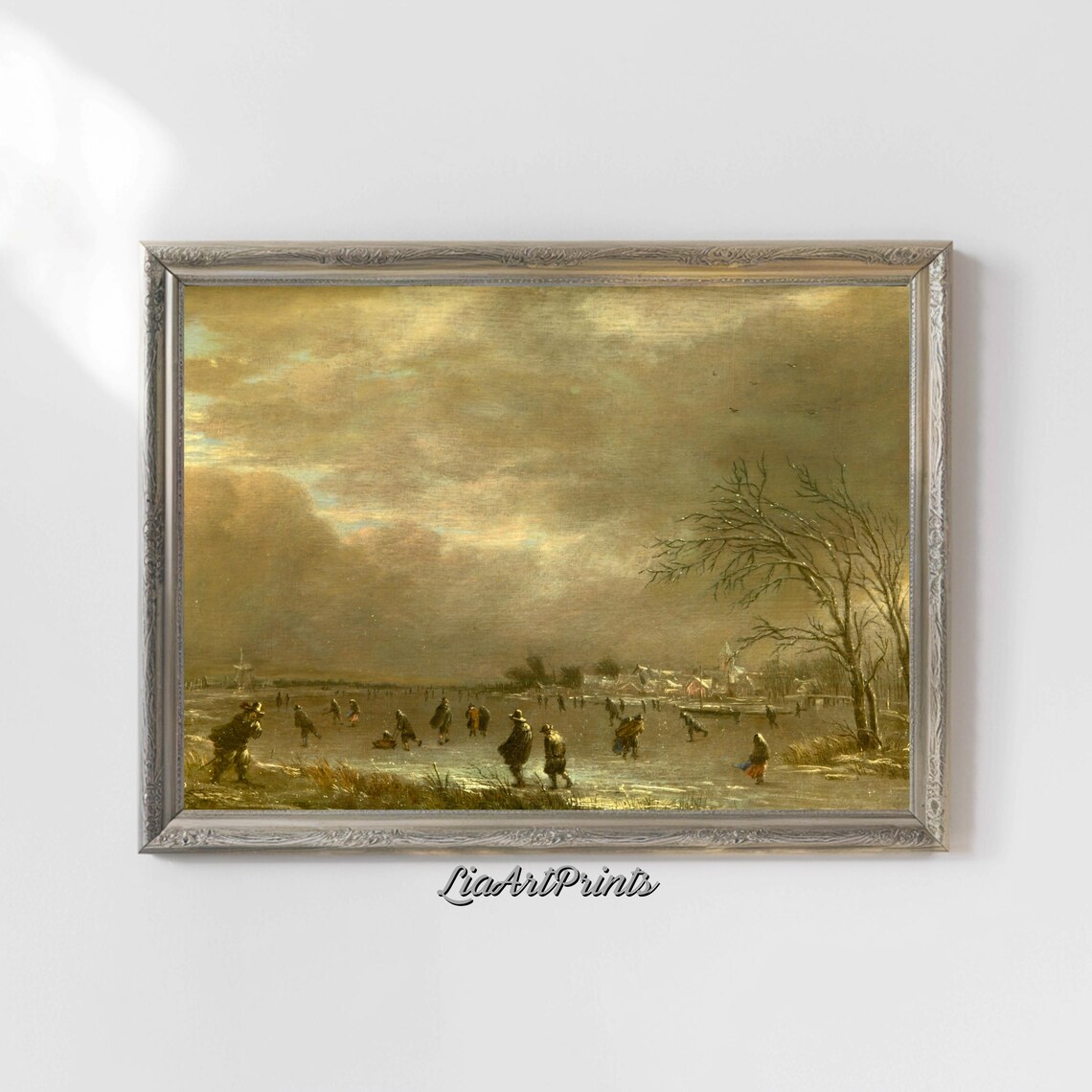 Dutch Golden Age Winter Landscape Skaters On Frozen River Poster - Image 4